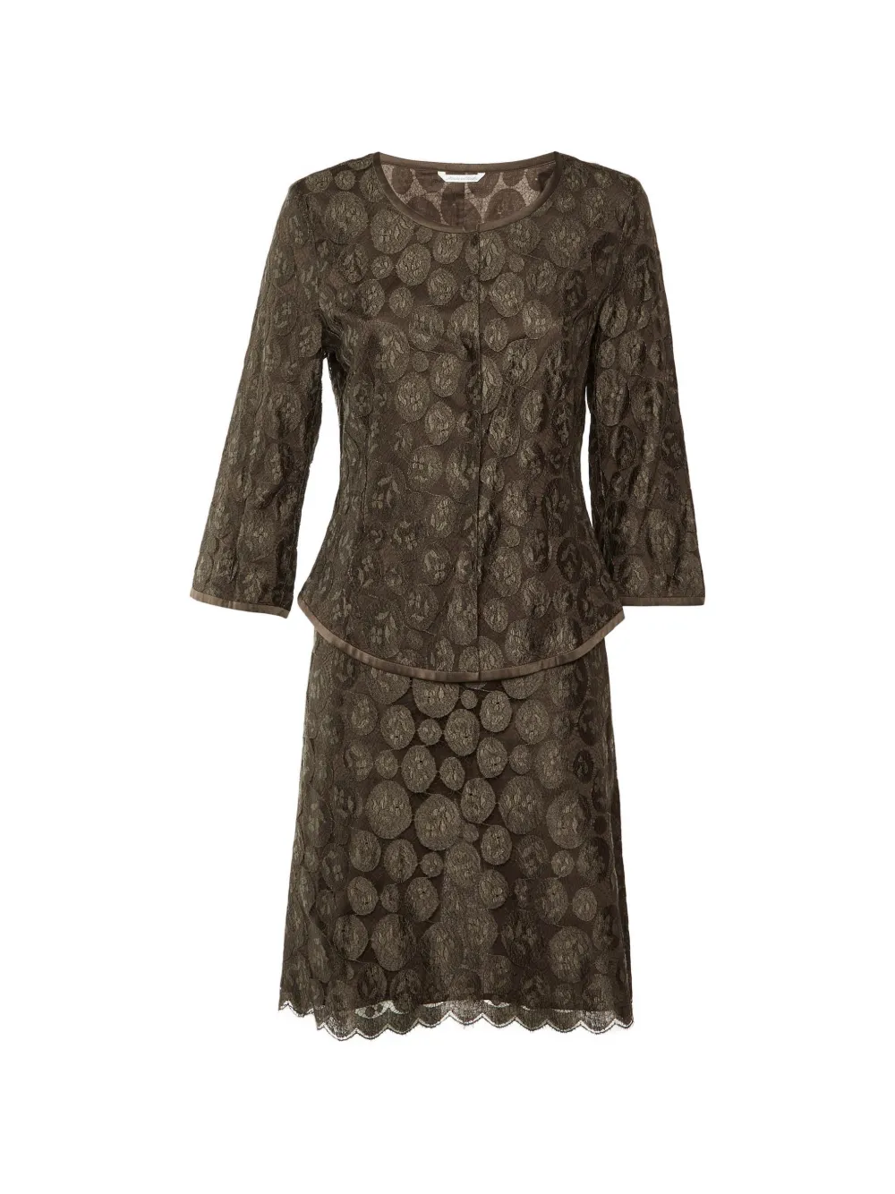 Max Mara lace button-front skirt suit - Marrone