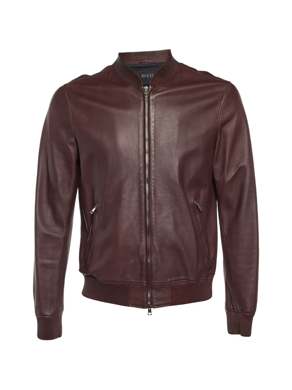 Gucci Pre-Owned zip-up leather bomber jacket - Rosso
