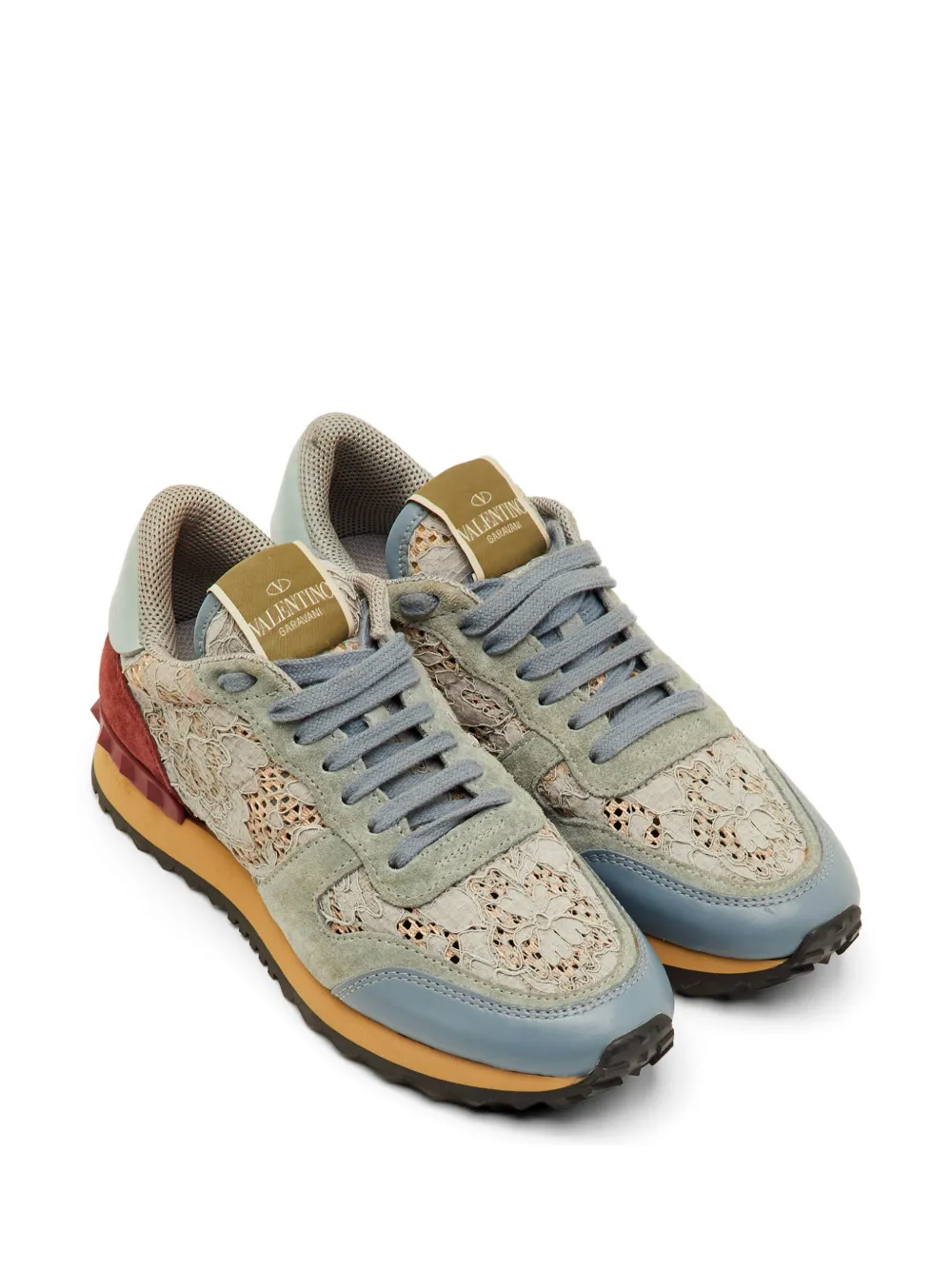 Valentino Garavani Pre-Owned Rockrunner lace-up leather sneakers - Blu