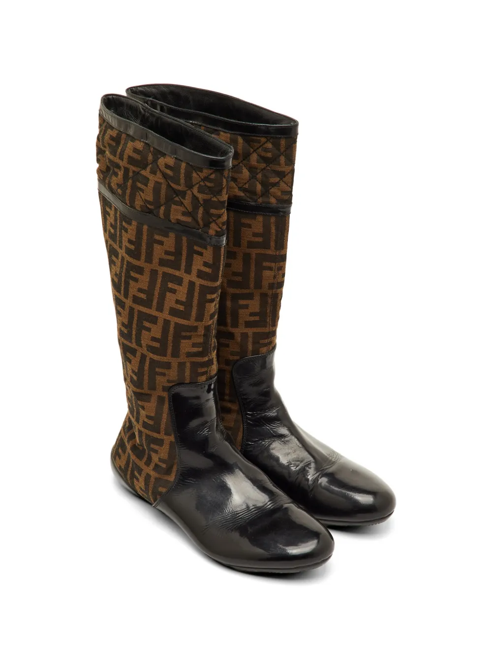 Fendi Pre-Owned Zucca patent-leather boots - Nero