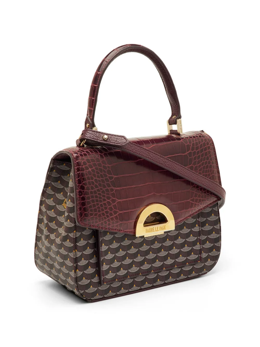 Fauré Le Page croc-embossed leather satchel bag - Rosso