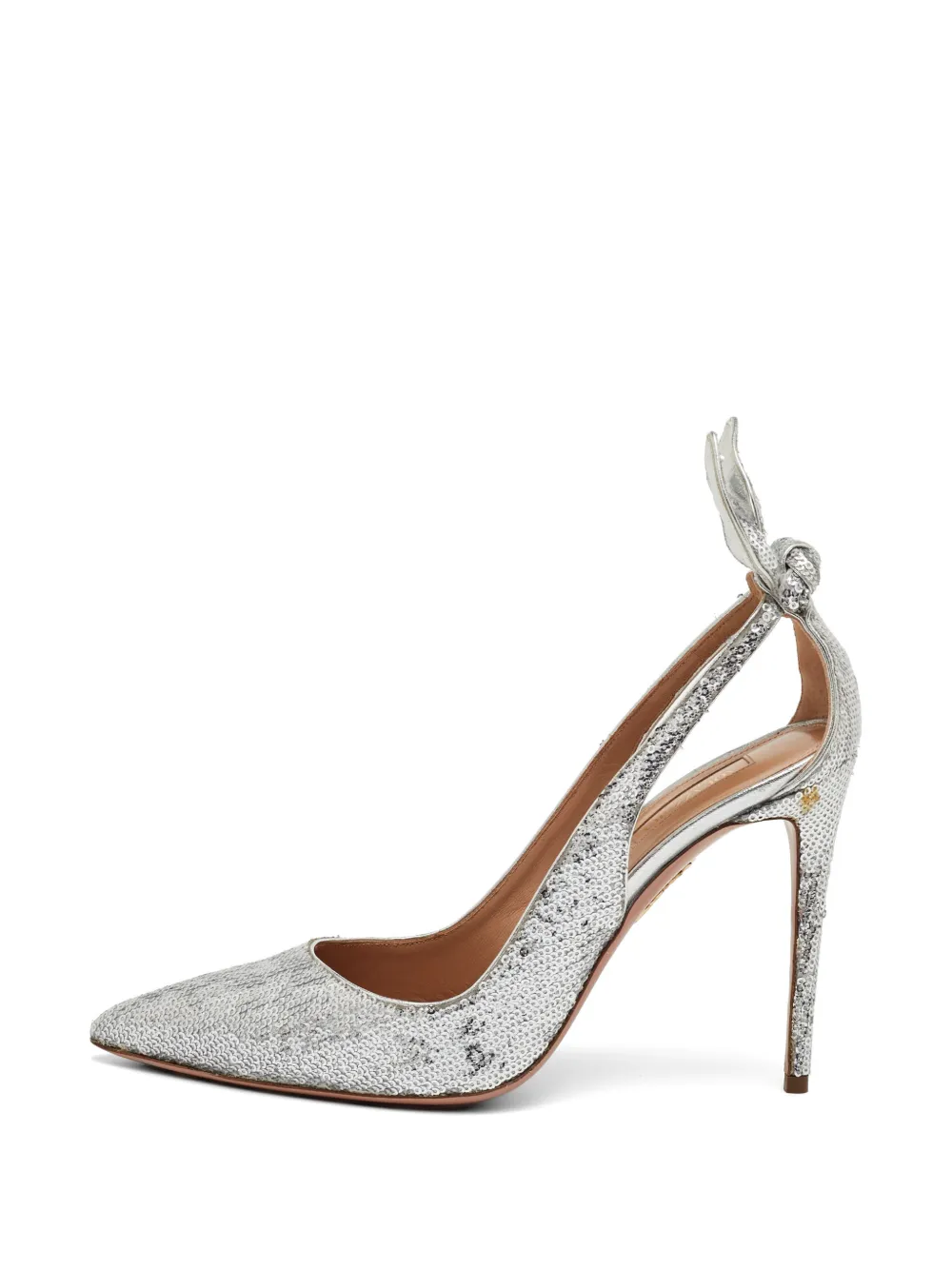 Aquazzura Bow Tie sequin-embellished pumps - Silber