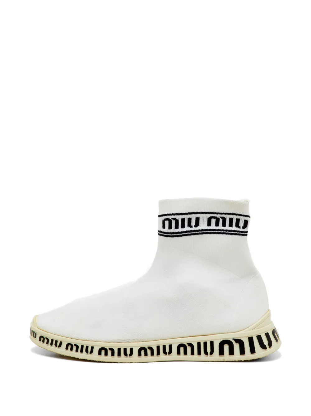 Miu Miu Pre-Owned knit sock sneakers - Weiß