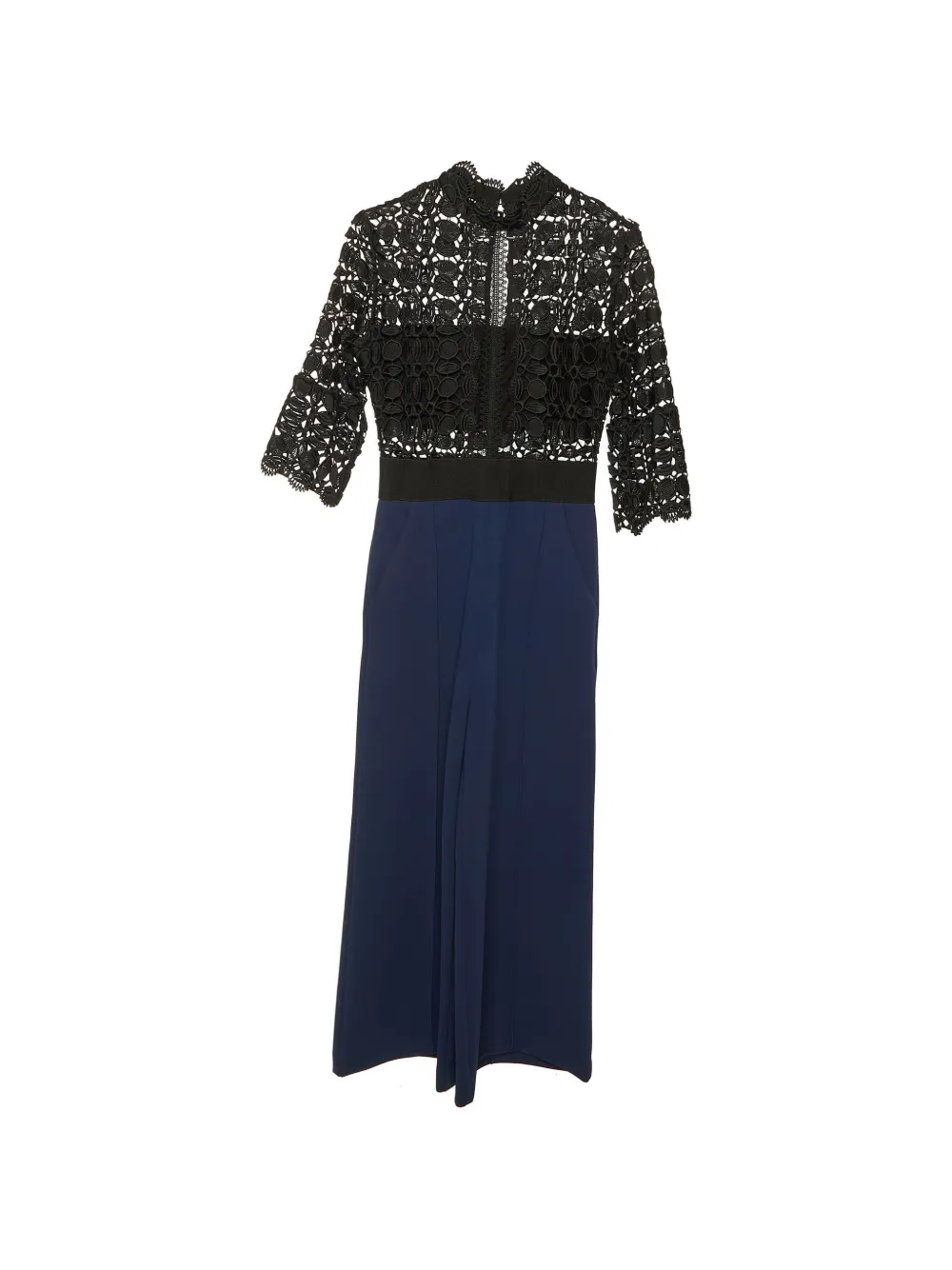 Self-Portrait lace crepe jumpsuit - Blu