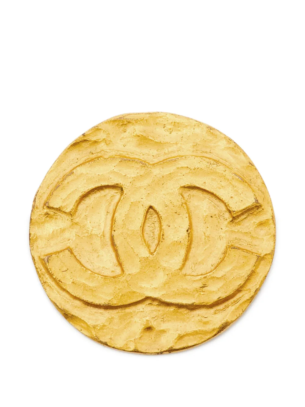 CHANEL Pre-Owned 1995 CC hammered brooch - Oro