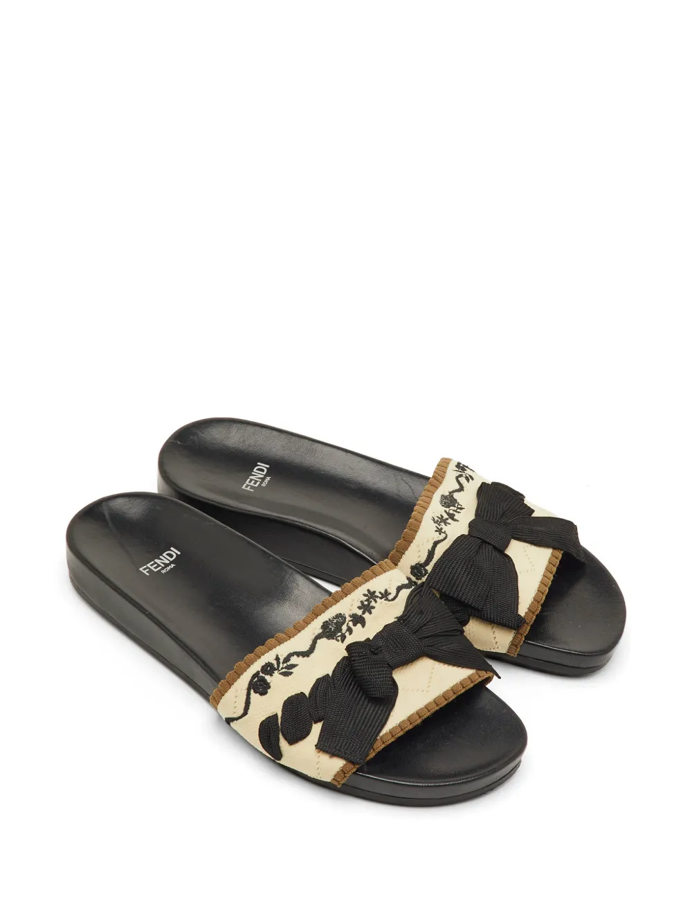 Fendi Pre-Owned bow-tie knit sandals - Nude