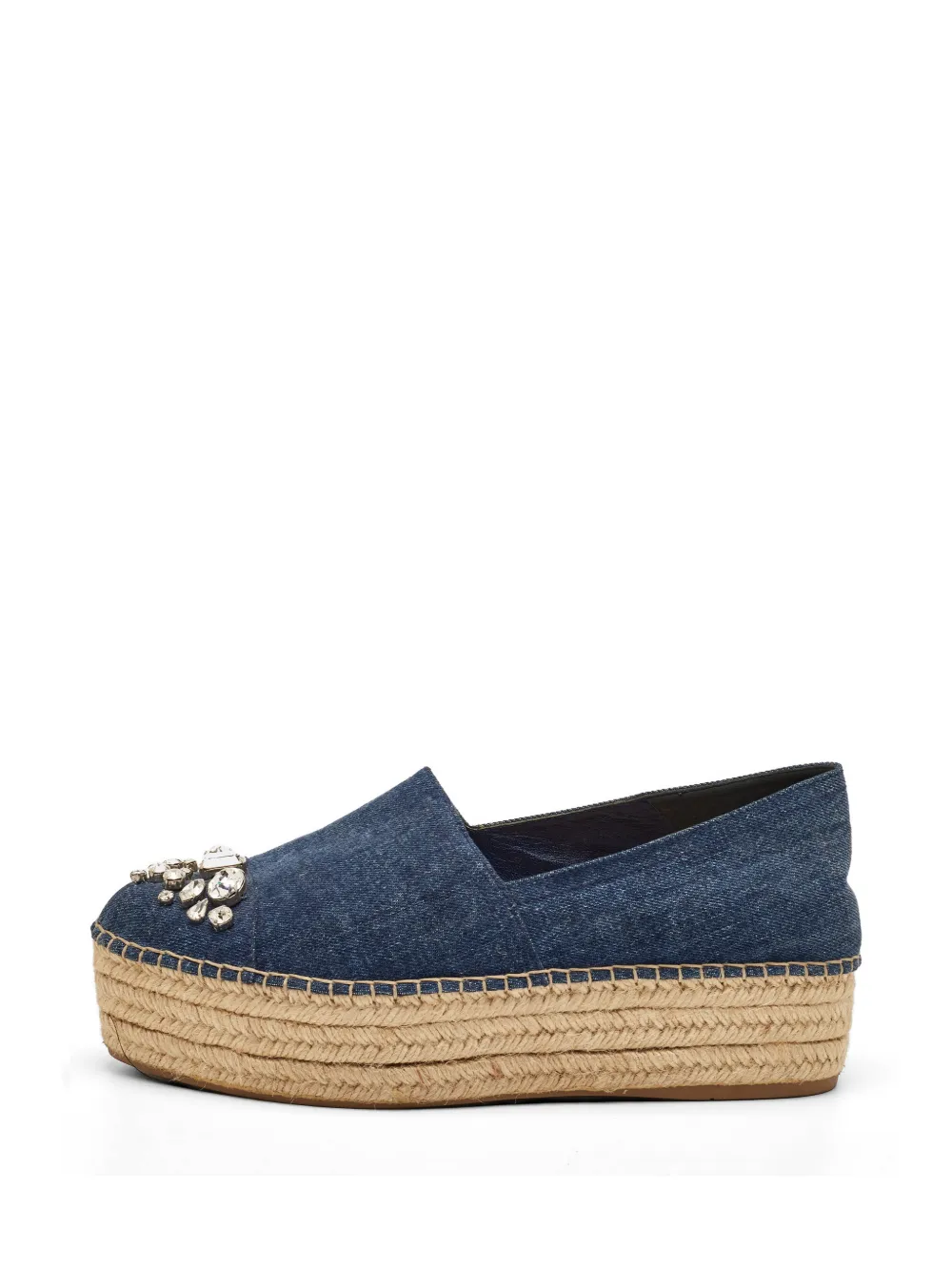 Miu Miu Pre-Owned crystal-embellished platform sandals - Blau