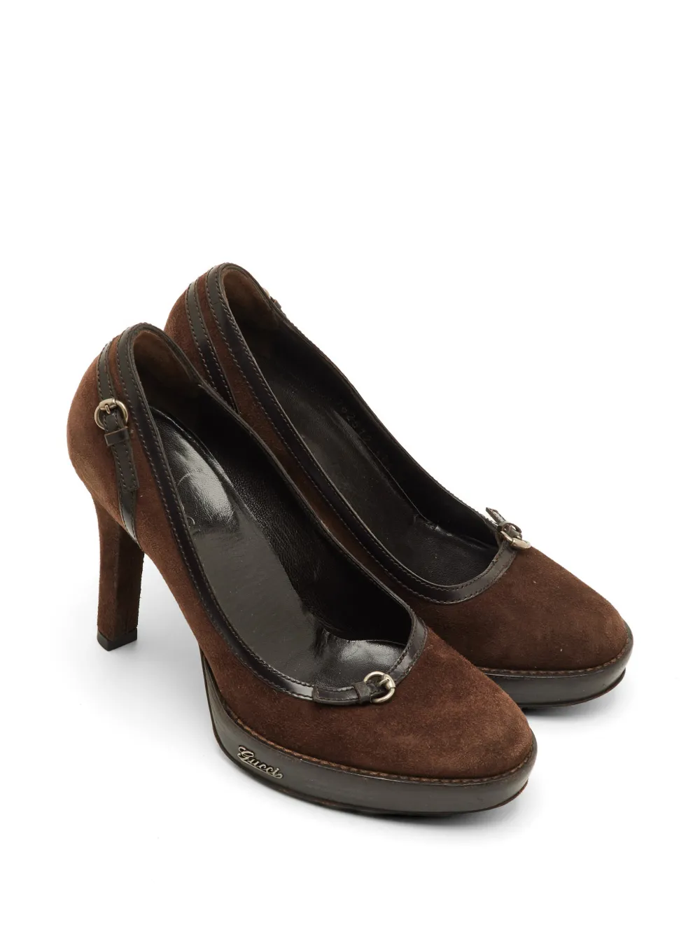 Gucci Pre-Owned buckle detail platform pumps - Braun