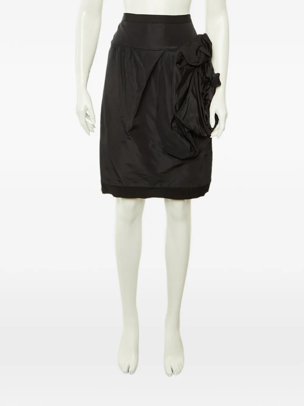 Oscar de la Renta Pre-Owned floral-appliqué draped mini skirt - Nero