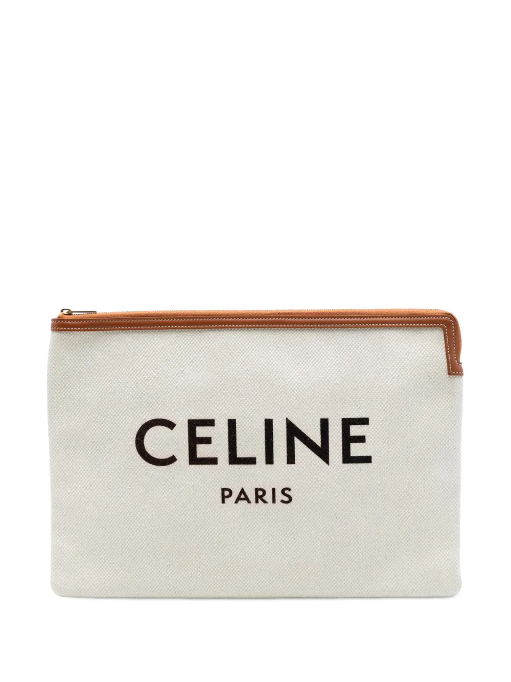 Celine Pre-Owned 2019 Large Canvas Logo clutch bag - White
