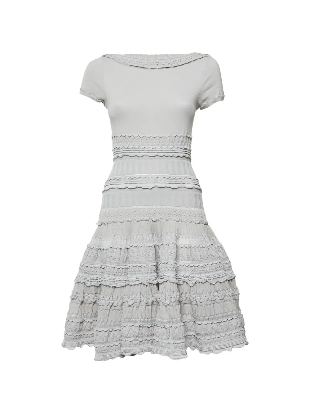 Alaïa Pre-Owned pointelle knit ruffled dress - Grau