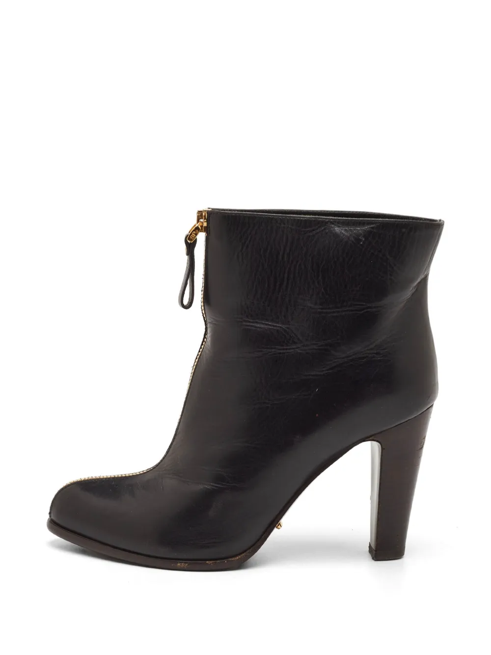 Pre-owned Sergio Rossi Zip-front Almond-toe Ankle Boots In Black