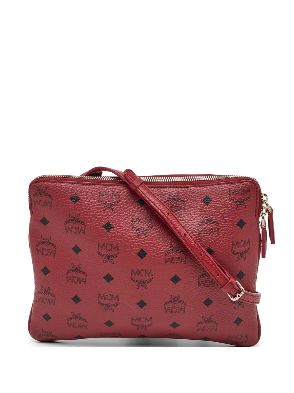Pre-owned Mcm Visetos Cross Body Bag In Red