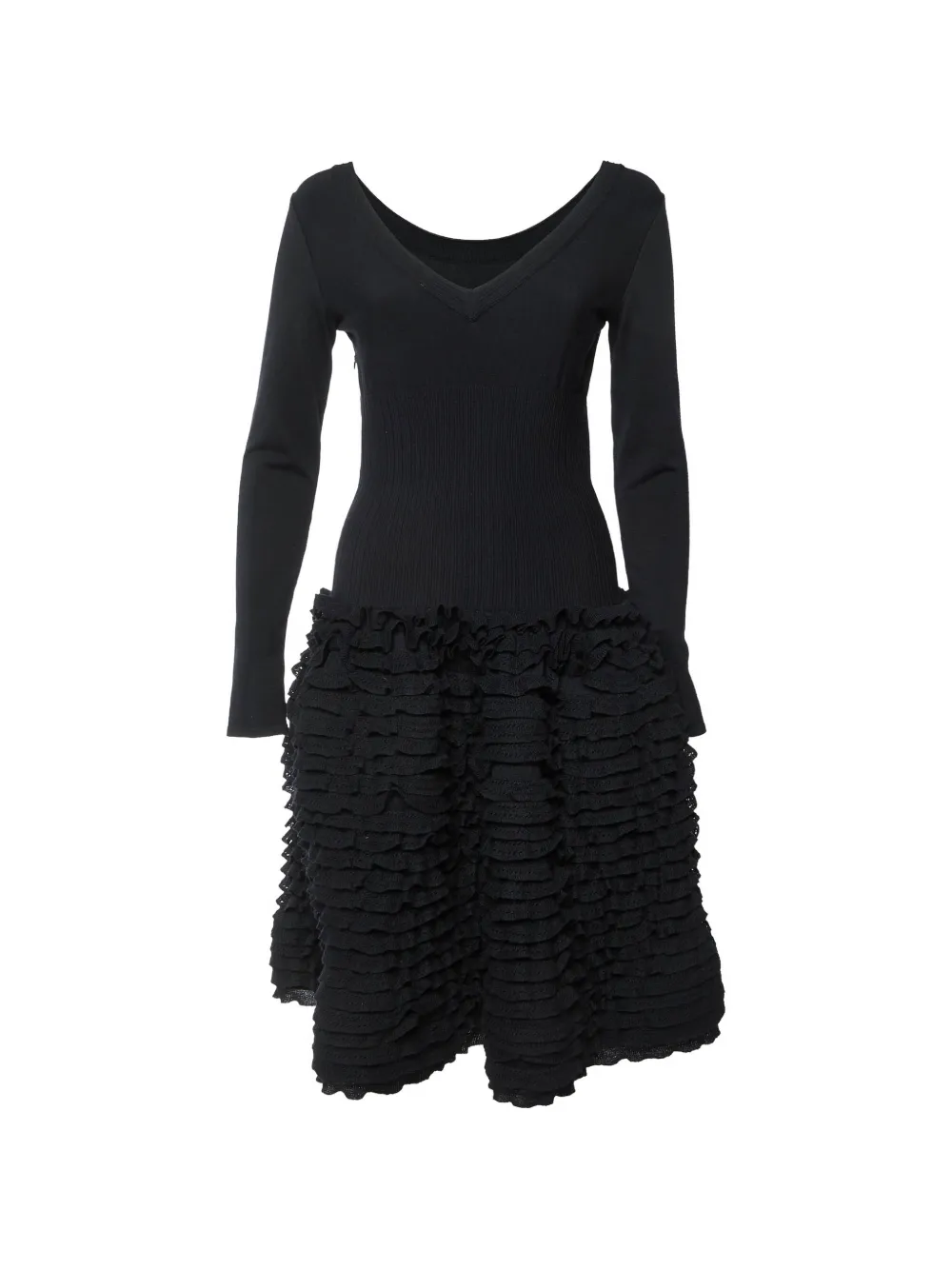 Alaïa Pre-Owned Laurier ruffled mini dress - Nero