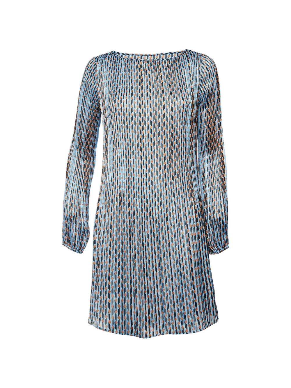Maje Geometric-print plissé dress - Blu