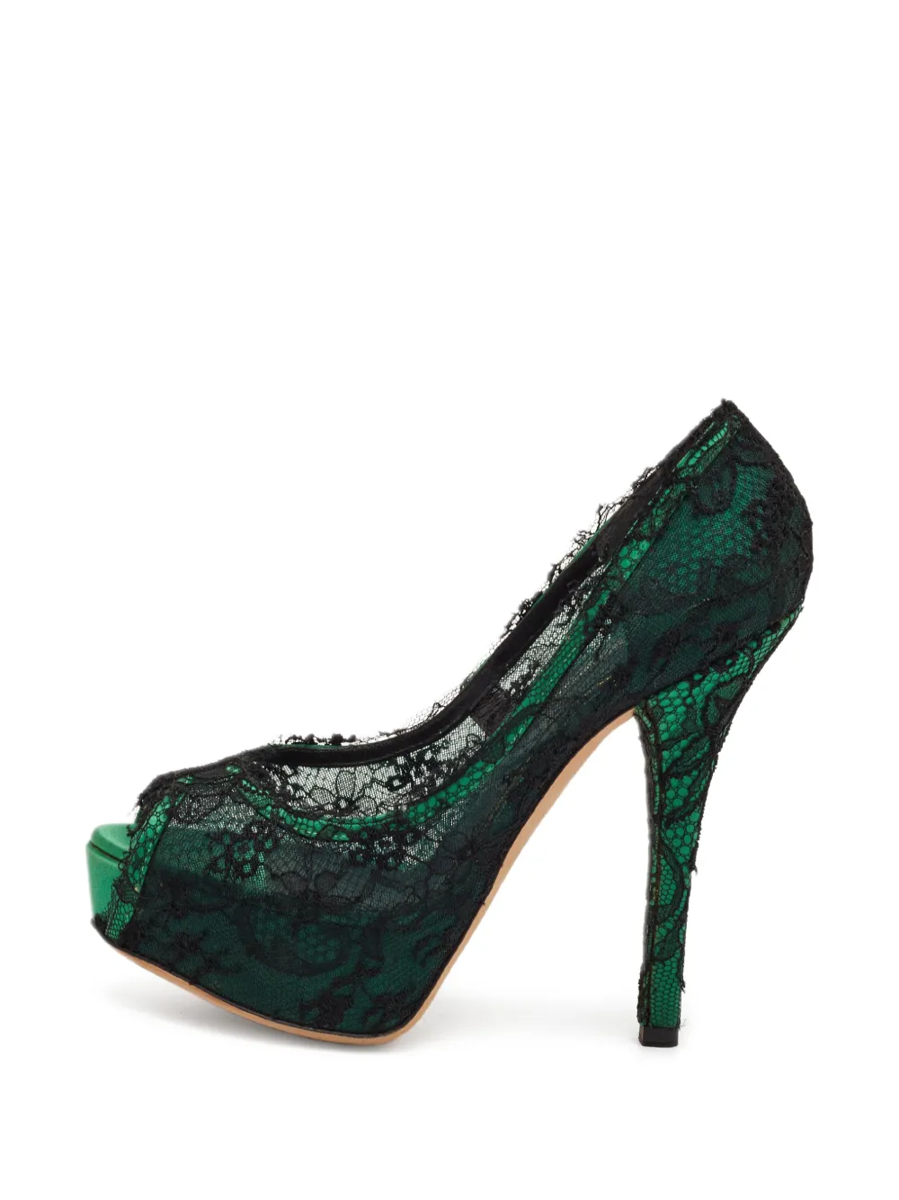 Dolce & Gabbana Pre-Owned lace platform peep-toe pumps - Verde