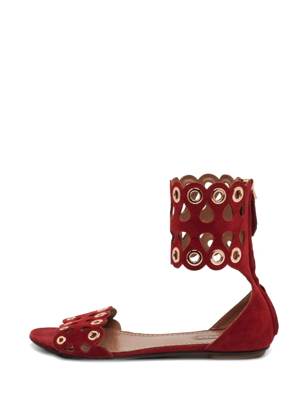 Alaïa Pre-Owned cut-out eyelet ballet flats - Red