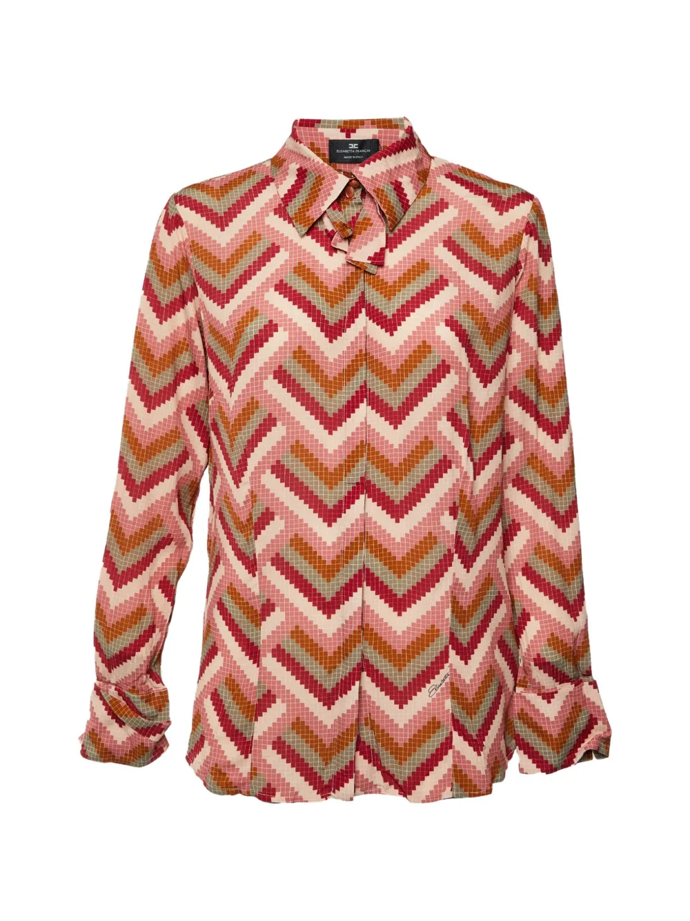 Elisabetta Franchi Chevron-print crepe shirt - Rosso