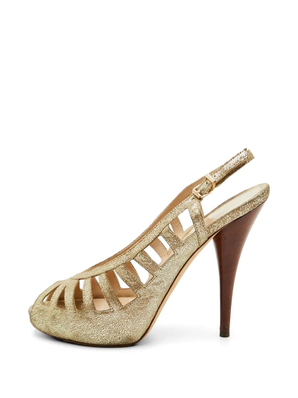 Fendi Pre-Owned peep-toe embossed platform pumps - Gold