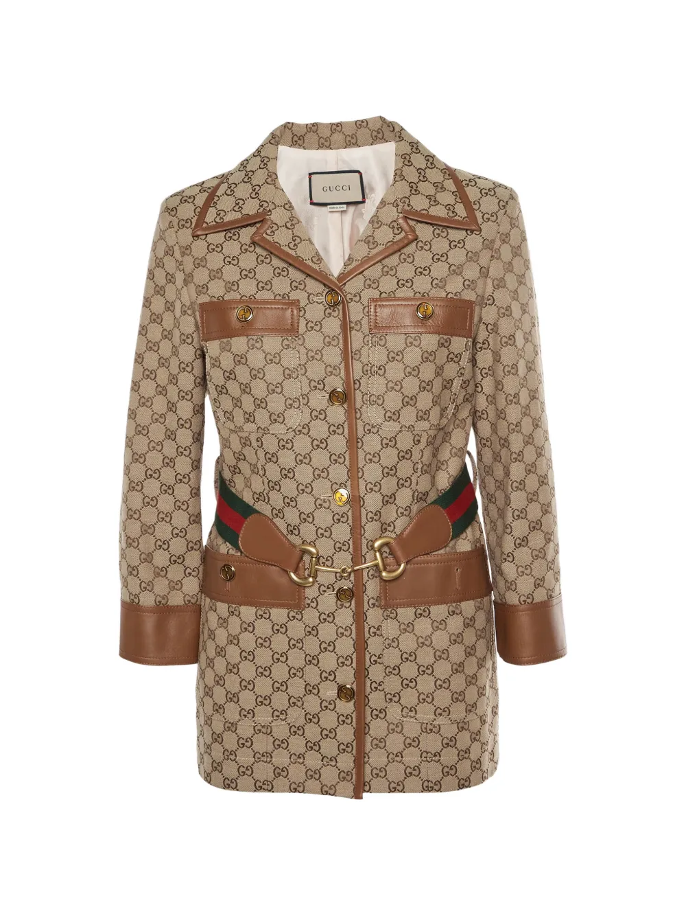 Gucci Pre-Owned GG canvas Web-belt coat - Toni neutri