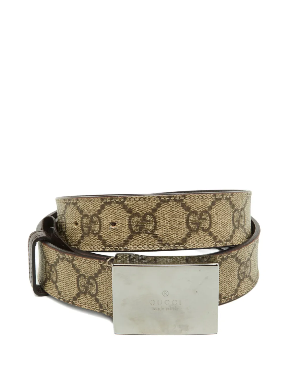 Gucci Pre-Owned GG Supreme engraved buckle belt - Toni neutri