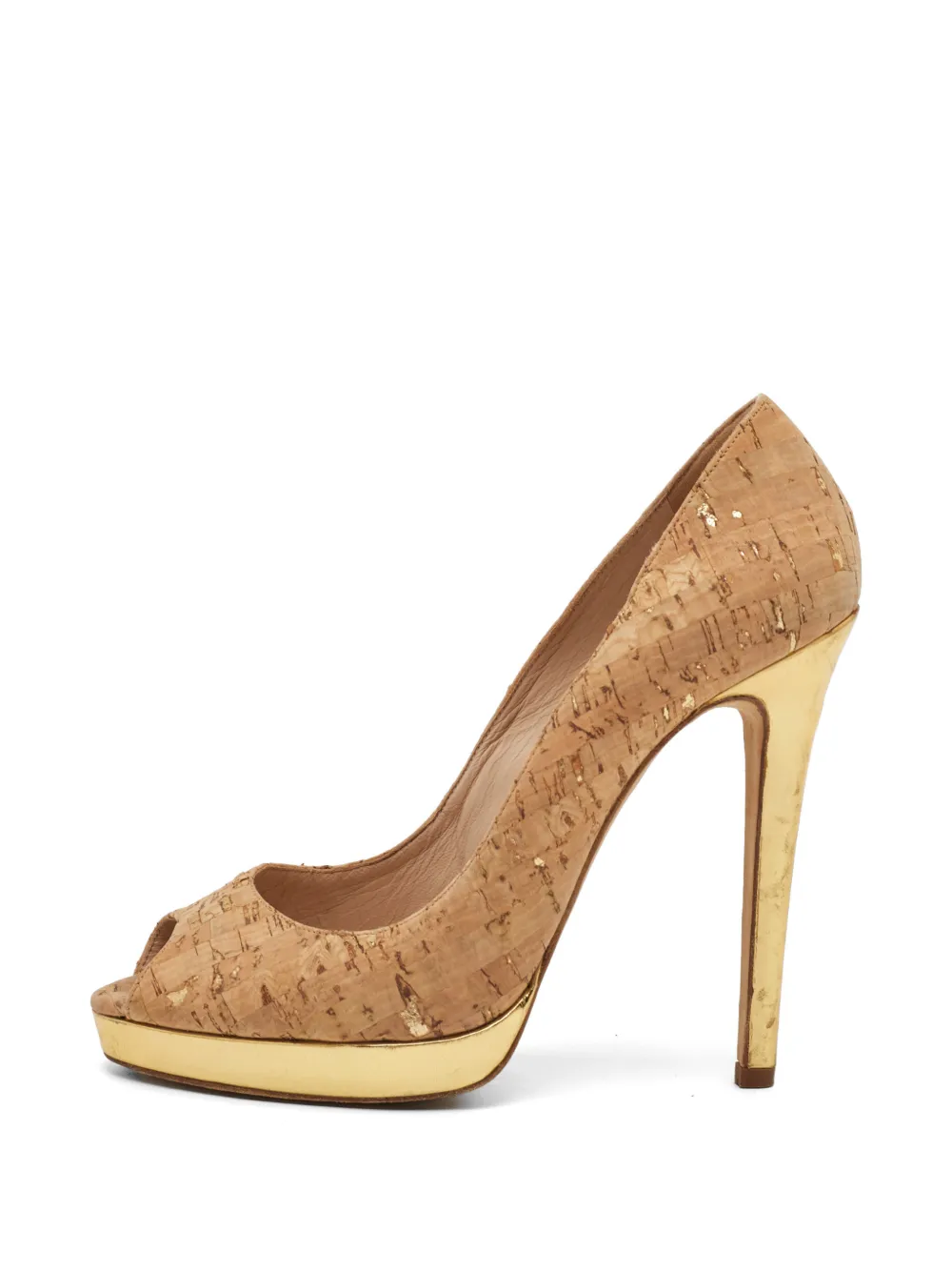Jimmy Choo Pre-Owned cork peep-toe pumps - Nude