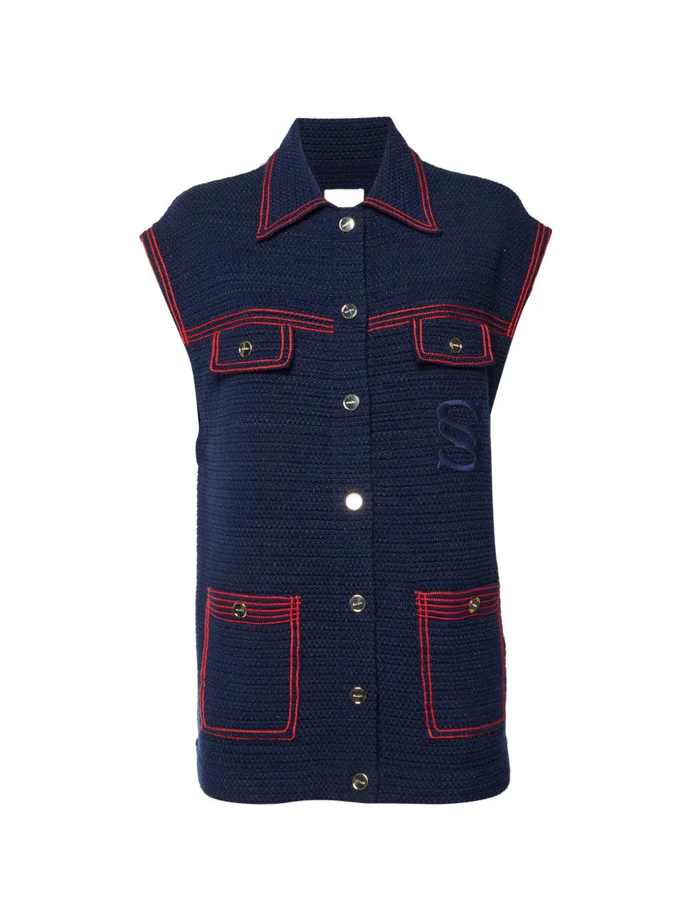 SANDRO logo sleeveless jacket - Blu
