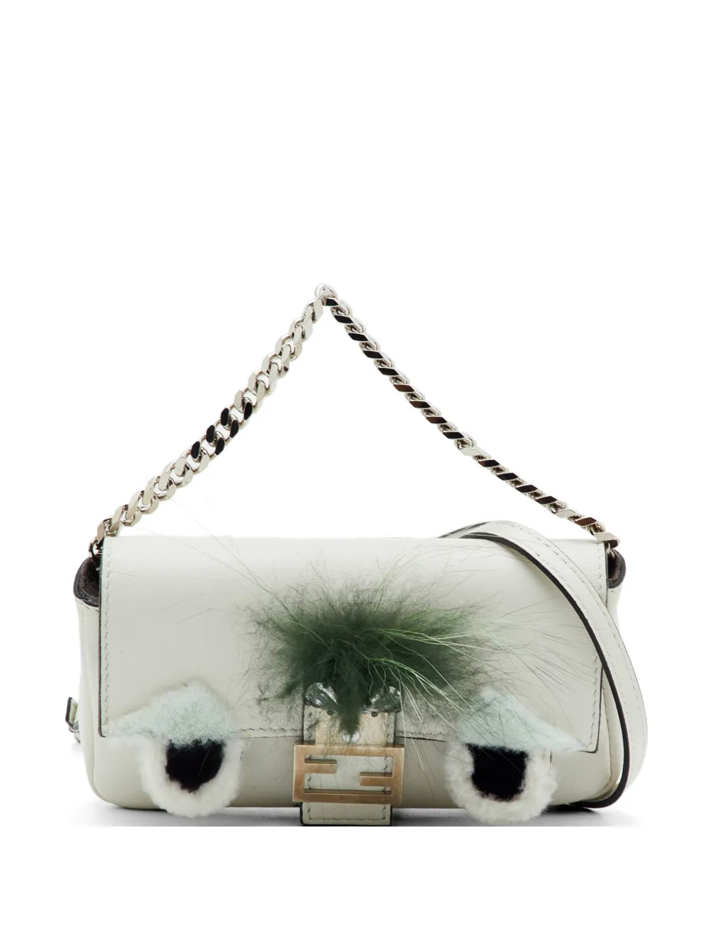 Fendi Pre-Owned Buggie Micro fur-accented crossbody bag - Bianco