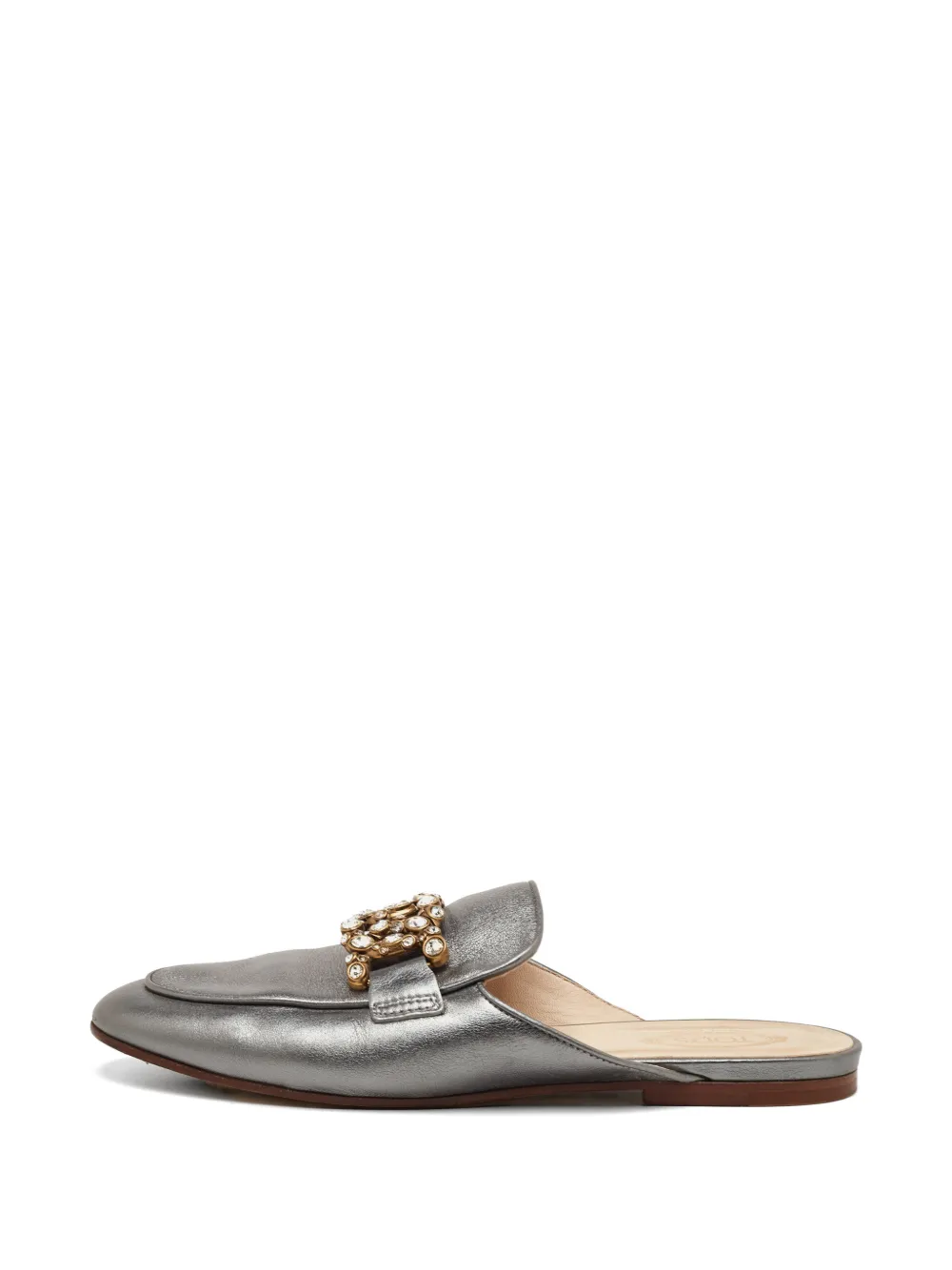 Tod's Vintage Kate crystal-embellished flat mules - Argento