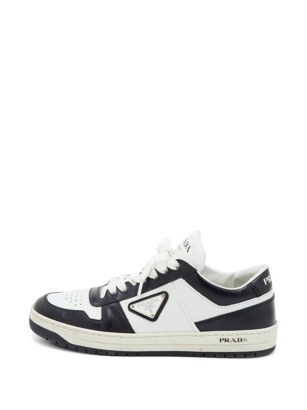 Pre-owned Prada Downtown Leather Sneakers In White