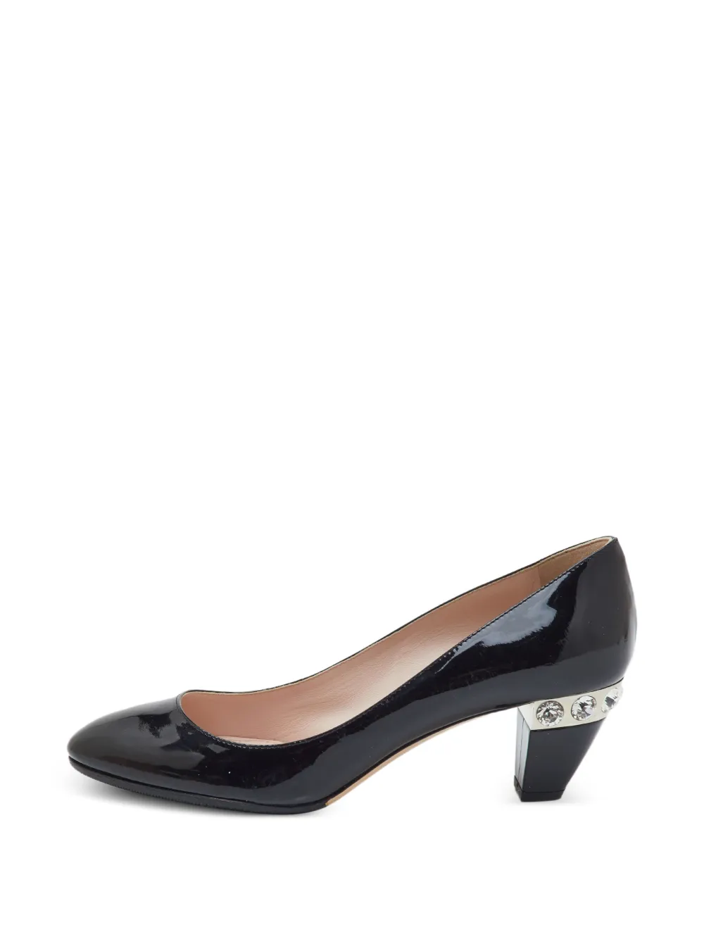 Miu Miu Pre-Owned crystal-embellished leather heeled pumps - Schwarz