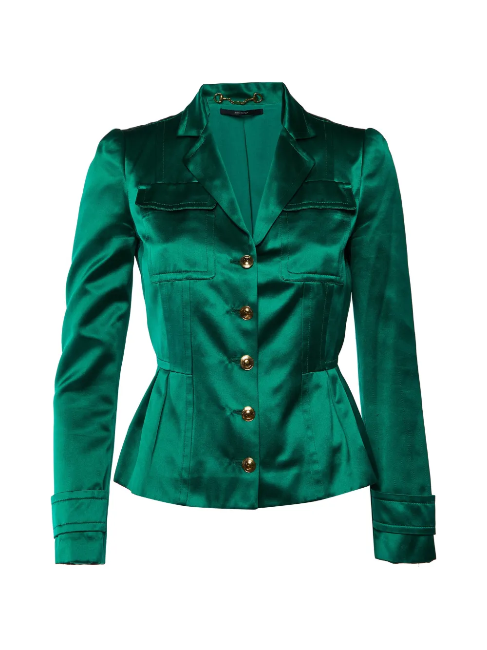 Gucci Pre-Owned peplum-waist satin blazer - Verde