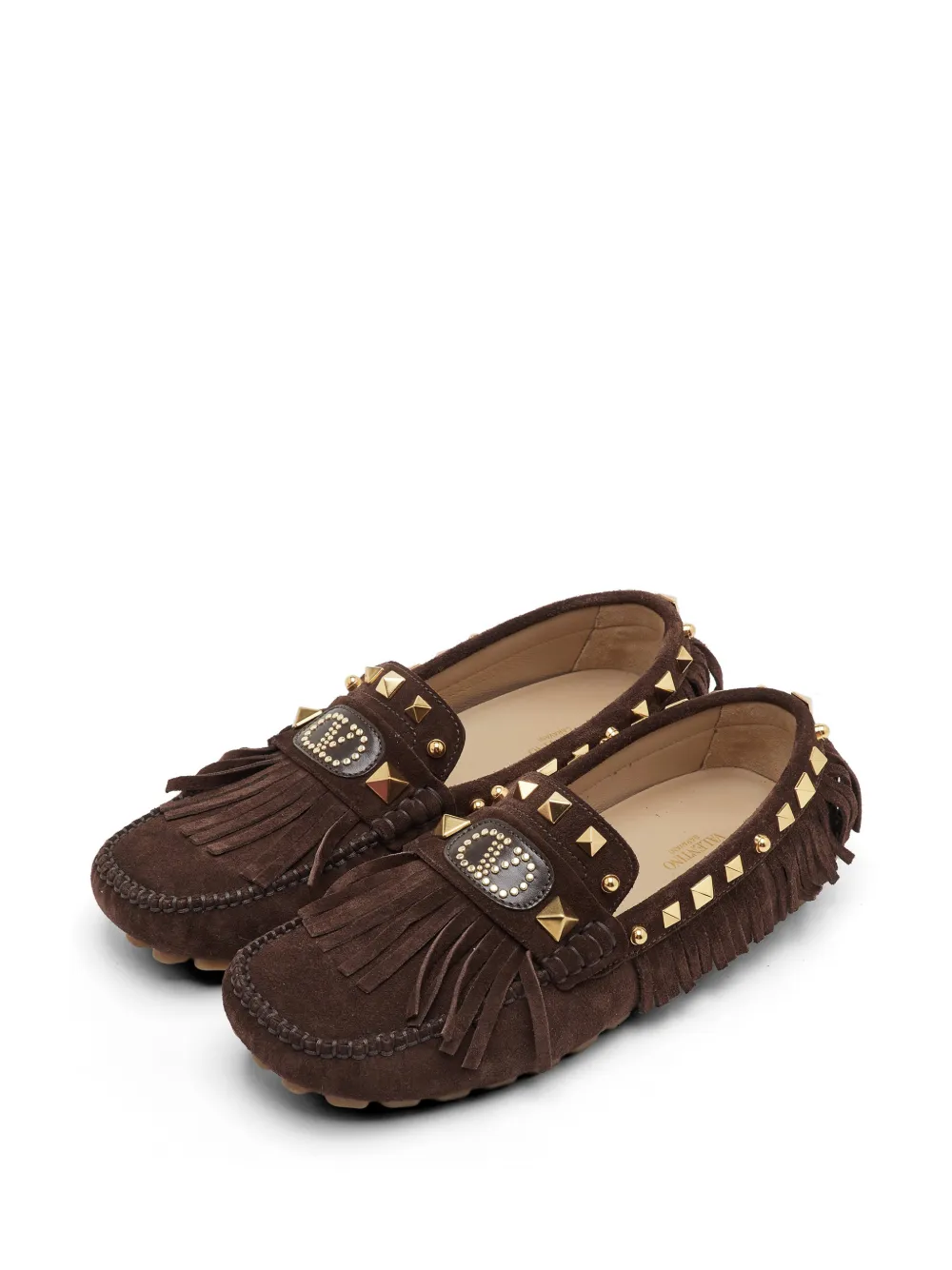 Valentino Garavani Pre-Owned Rockstud VLogo loafers - Marrone