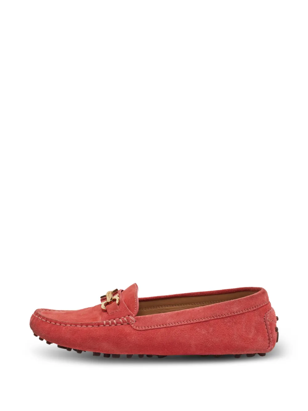 Ferragamo Pre-Owned Gancini suede loafers - Rosso