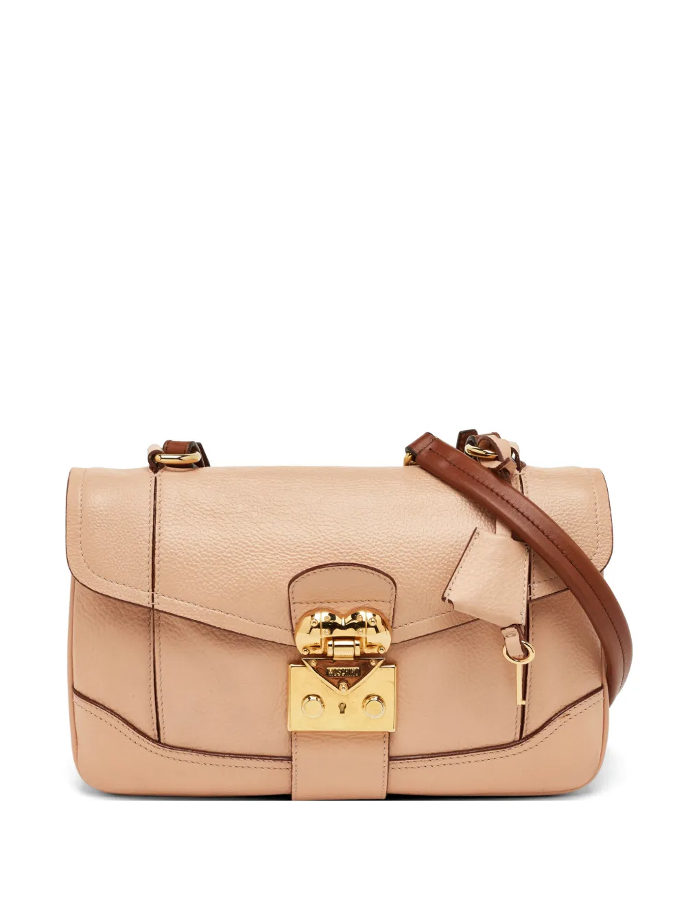 Pre-owned Moschino Heart-lock Tote Bag In Neutral