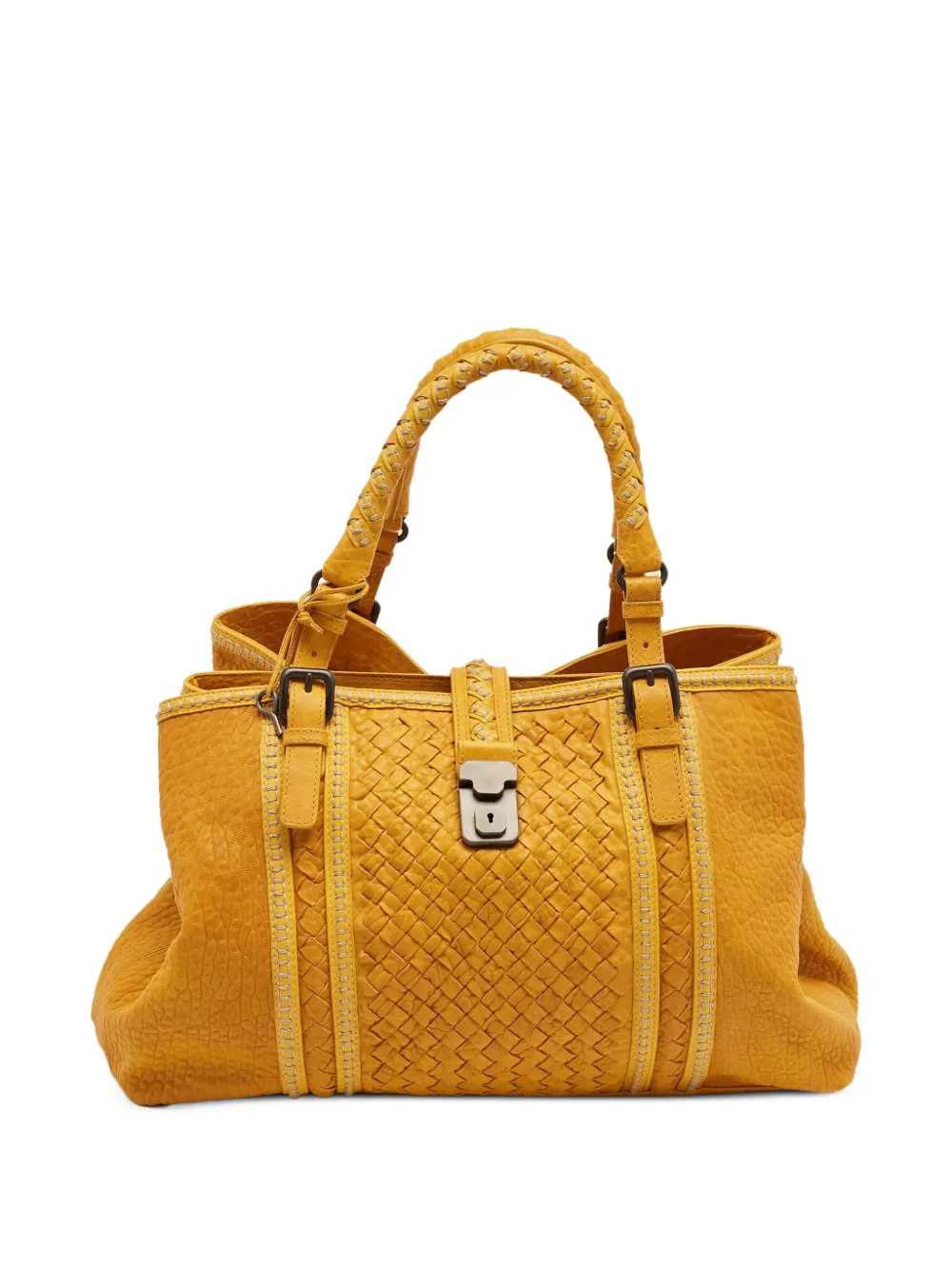 Bottega Veneta Pre-Owned Roma Intrecciato leather tote bag - Giallo