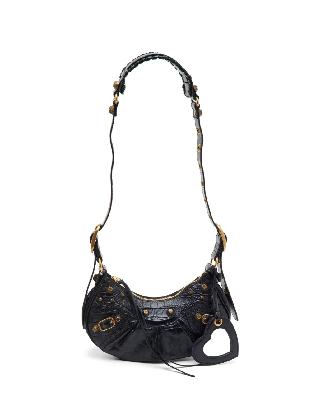 Balenciaga Pre-Owned extra small Le Cagole croc-embossed shoulder bag - Nero