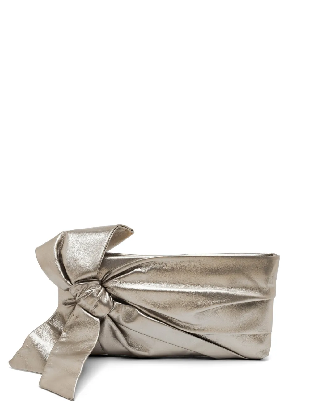 Valentino Garavani Pre-Owned bow leather clutch bag - Argento