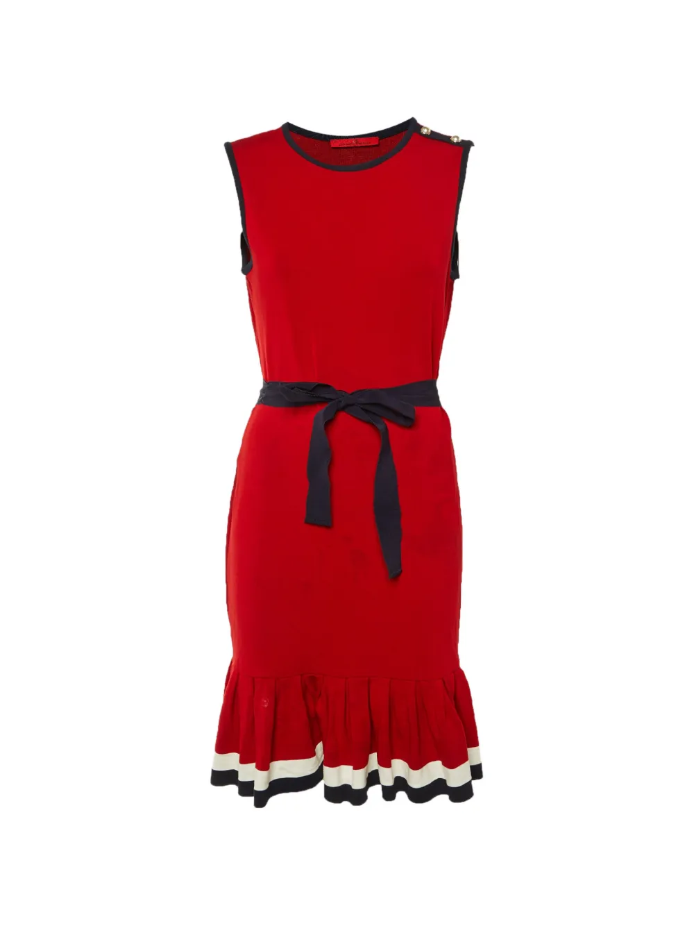 Carolina Herrera Vintage flounced-hem jersey mini dress - Rosso