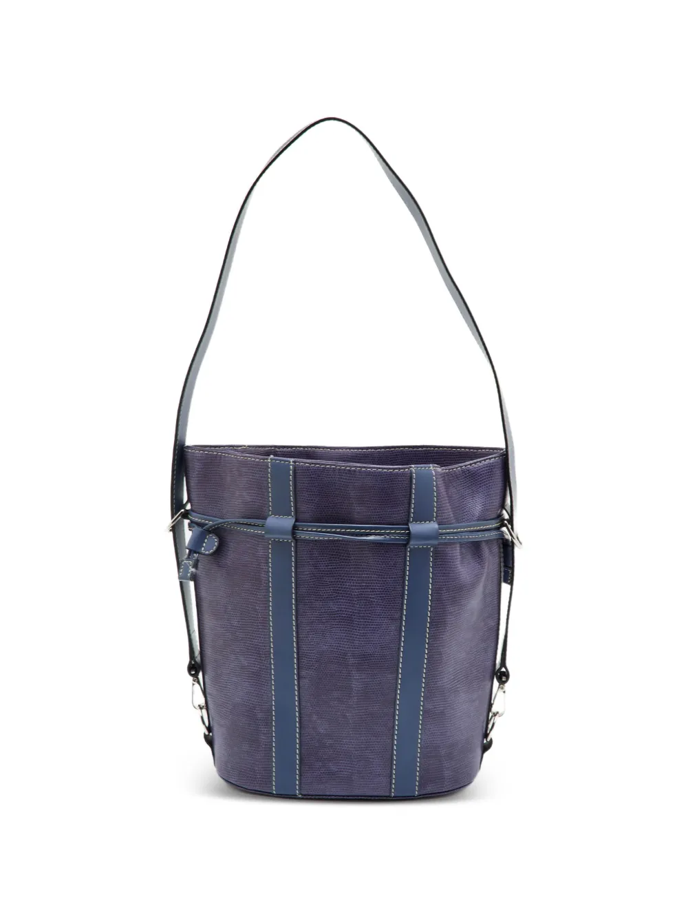 Lancel Lizard-embossed drawstring bucket bag - Violett