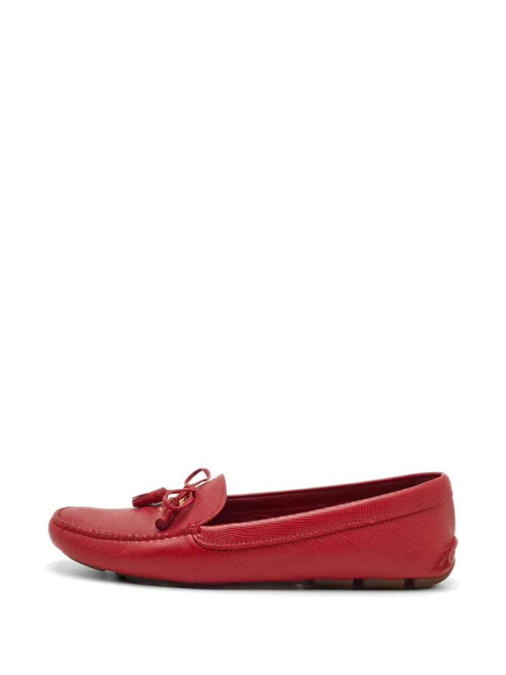 Pre-owned Prada Bow Tassel Loafers In Red
