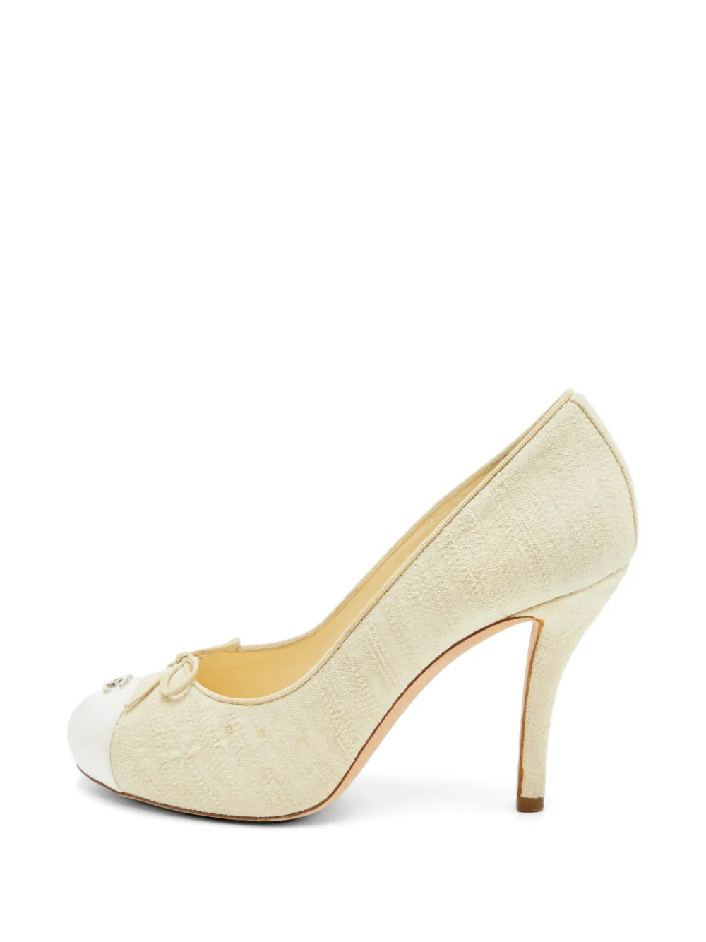 CHANEL Pre-Owned cap-toe bow-detail pumps - Nude
