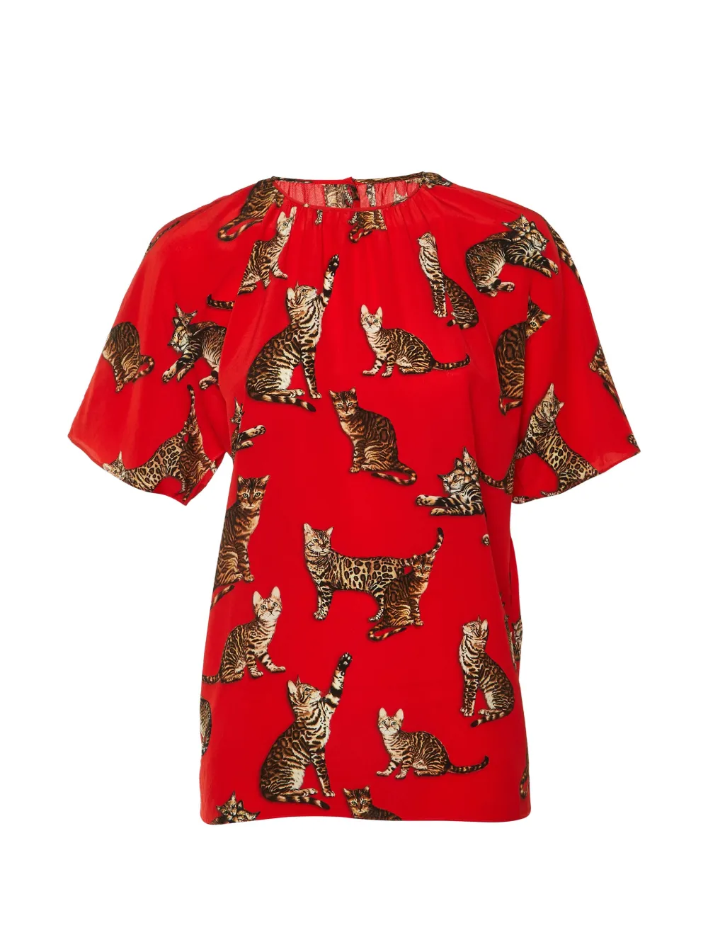 Dolce & Gabbana Pre-Owned cat-print silk blouse - Rosso