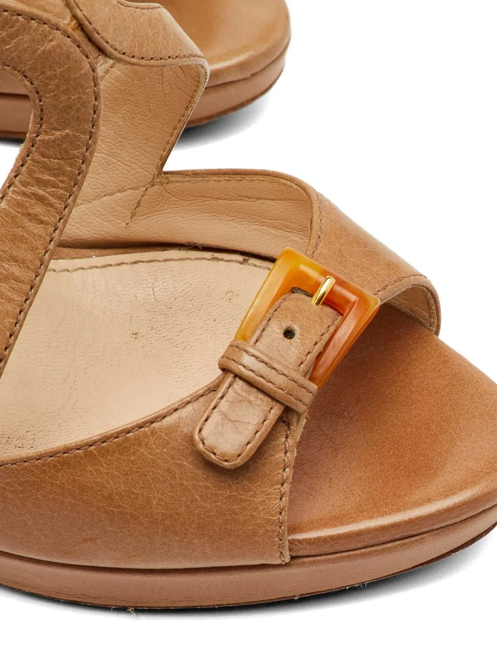 Pre-owned Prada Platform Ankle-strap Sandals In Brown