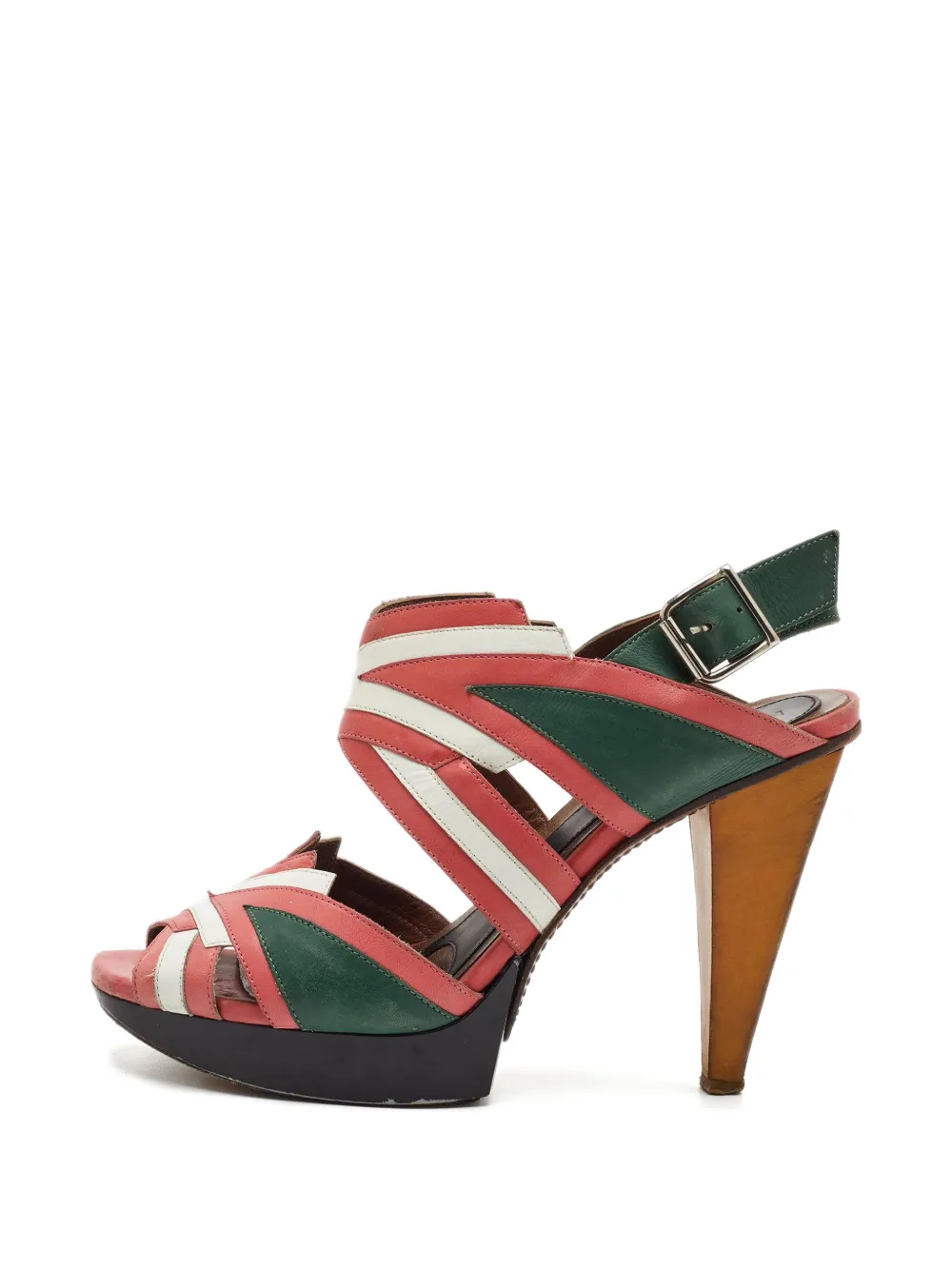 Marni Pre-Owned colorblock platform slingback sandals - Rosso