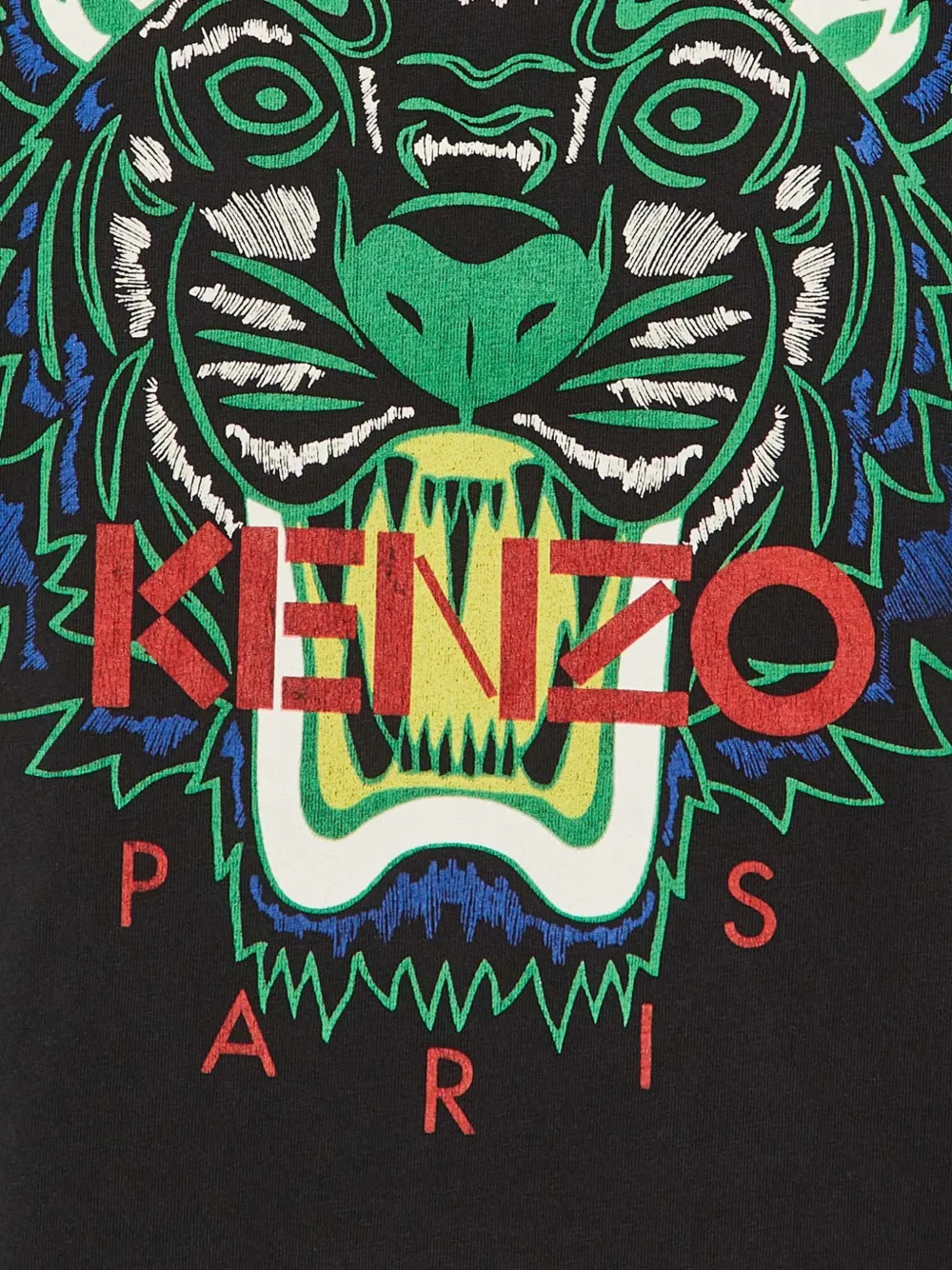 Kenzo Pre-Owned T-shirt met tijgerprint en ronde hals Zwart