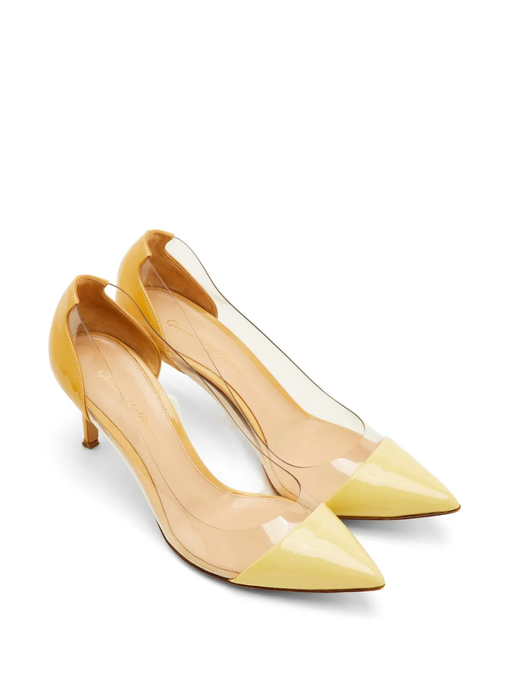 Gianvito Rossi Plexi pointed-toe heeled pumps - Nude