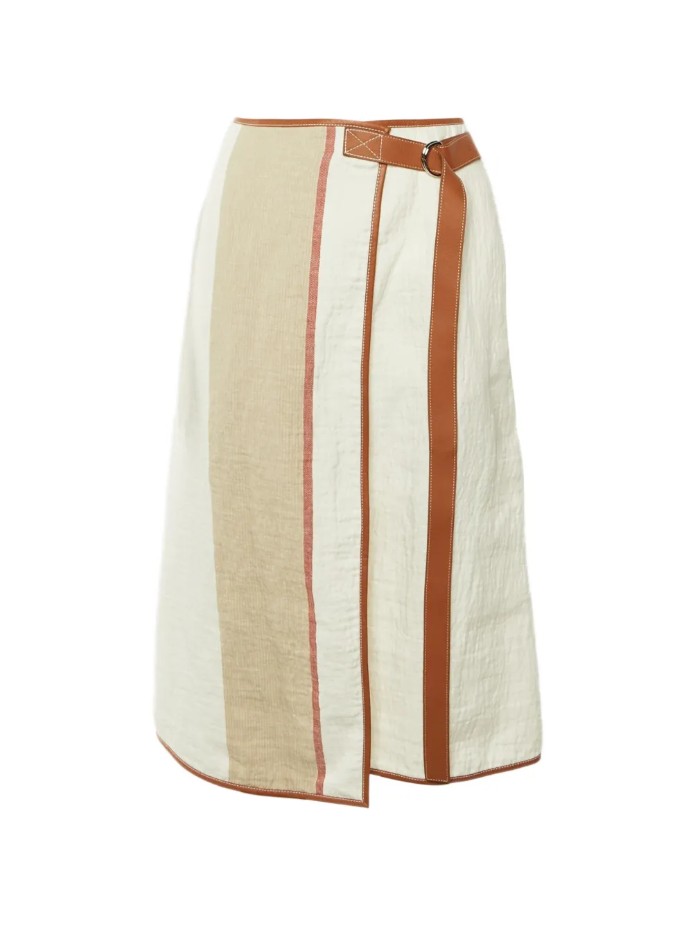 Loewe Pre-Owned belted leather-trim midi skirt - Bianco