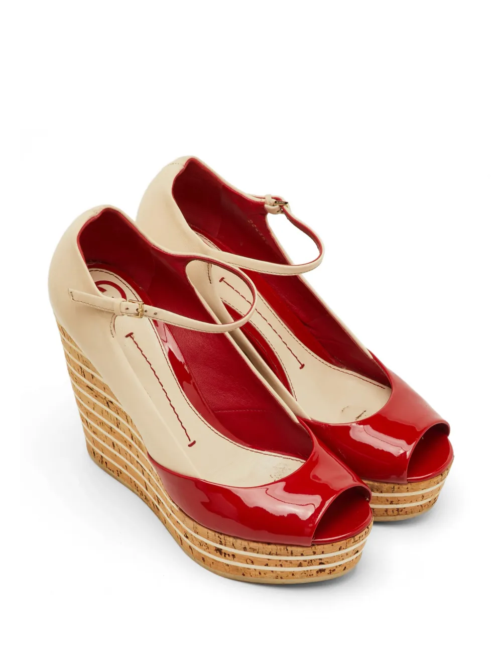 Gucci Pre-Owned Mary Jane wedge peep-toe pumps - Neutrals