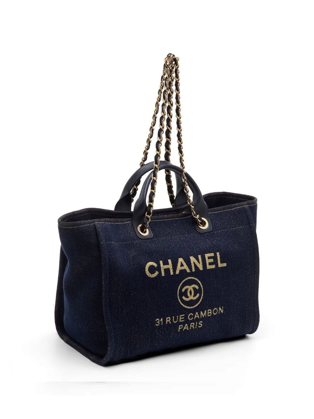 CHANEL Pre-Owned Deauville logo-print tote bag - Blu